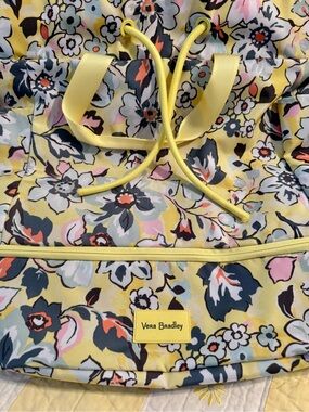 Vera Bradley Yellow Floral Drawstring Backpack with Multicolor Blooms